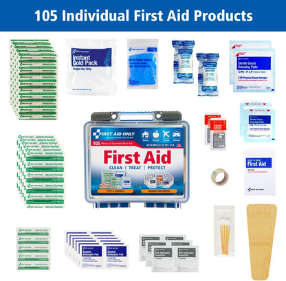First Aid Only 6060 All-Purpose 10-Person Emergency First Aid Kit for Business, Worksite, Home, and Car, 57 Pieces