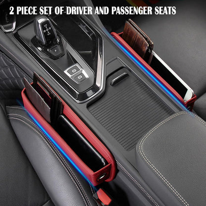 Car Seat Gap Filler 2 pack Car Gap Filler Seat Organizer Front Seat Leather Car Accessories for Women Men, Car Essentials for SUV Truck, Adjustable Seat Gap Filler Organizer (Black 2 pack)