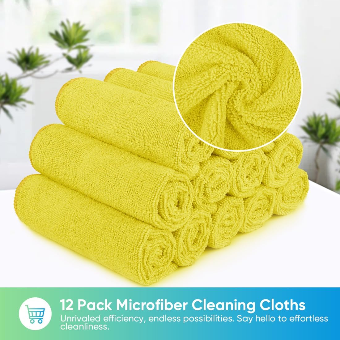 HOMEXCEL Grey Microfiber Cleaning Cloth, 12 Pack Premium Microfiber Towels for Cars, Lint Free, Scratch-Free, Highly Absorbent, Reusable Cleaning Rags for Car, Household, Kitchen, Window, 11.5"X11.5"