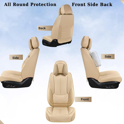 Coverado Seat Covers Full Set, Black Seat Covers for Cars 5 Seats, Car Seat Protector, Waterproof Nappa Leather Car Seat Cushion, Front and Rear Car Seat Cover Fit for Most Sedans SUV Pick-up Truck - Colors B