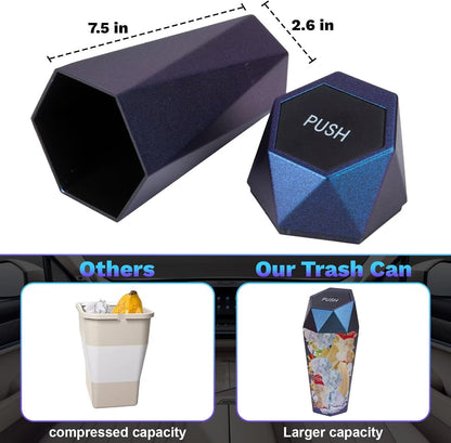 BFXM Car Trash Can, Car Trash Bin with Lid, Car Accessories for Women Interior, Car Garbage Can with Additional 2 ABS Hooks and 60pcs Trash Bags, Suitable for Home, Office, Car Organizer, Black
