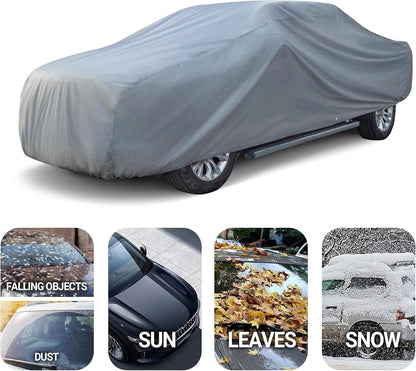 Season Guard Car Cover for Sedans up to 205", Breathable Full Exterior Vehicle Cover, Lightweight Dustproof Indoor & Light Outdoor Car Cover, Gray
