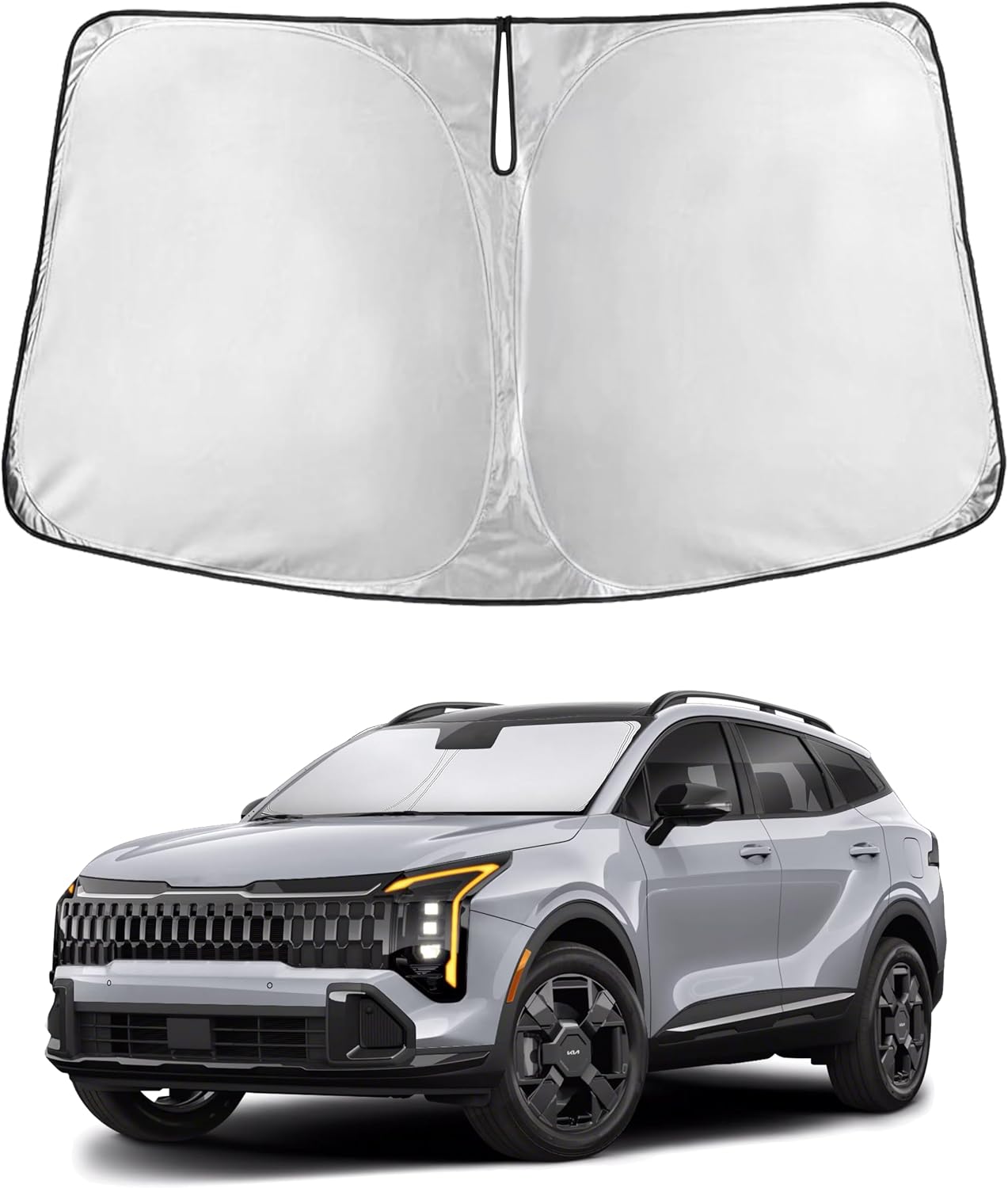 EcoNour Car Windshield Sun Shade | 2025 Upgraded Innovative No-Light-Pass Technology for Maximum Coverage | Foldable Sun Shade Keeps Your Vehicle Cool | Must-Have Car Accessories | Small (59" x 29") - Colors F