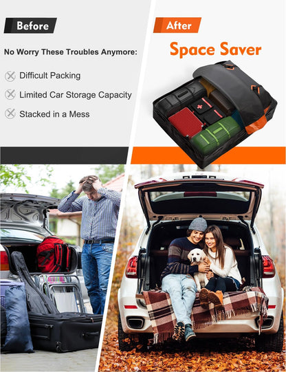 FIVKLEMNZ Car Rooftop Cargo Carrier Roof Bag Waterproof for All Top of Vehicle with/Without Rack Includes Topper Anti-Slip Mat + Reinforced Straps + 6 Door Hooks + Luggage Lock