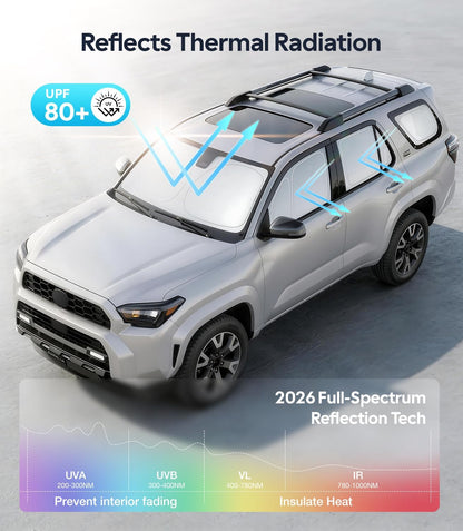 Wigoo 2026 Upgrade 8PCS Full Set Window Sunshade for Toyota 4Runner 2010-2024 [7-Layer Cooler & Blacker, Ice-Crystal Tech] with Windshield for Sun Block, Baby, Camping, Privacy Napping, Relax