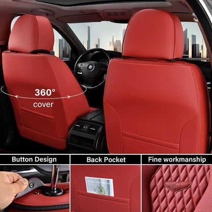 Coverado Seat Covers, Car Seat Covers Full Set, Black Car Seat Cover, Car Seat Covers Front Seats Back Seat Cover, Waterproof Car Seat Cushion, Leather Seat Covers Seat Protector Fit for Most Cars