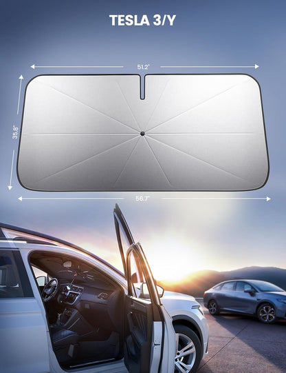 Lamicall Car Windshield Sunshade Umbrella - Foldable Car Windshield Sun Shade Cover, 5 Layers UV Block Coating, 52"x31" Front Window Heat Insulation Protection, for Auto Sedan, SUV Windshield