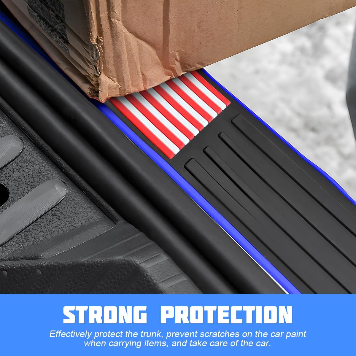 Car Rear Bumper Protector Guard, Anti-Scratch Abrasion Rubber Trunk Door Entry Sill Guard, Non-Slip Vehicle Trim Cover Protection Strip, Car Accessories for Most Cars and SUV (Black/Red/35.4" x2.7)