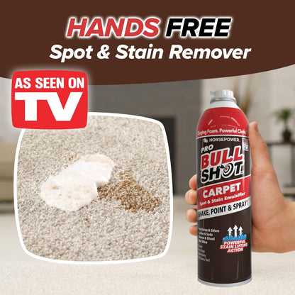 Bull Shot Carpet Spot & Stain Remover, AS SEEN ON TV, Made In USA, Just Point & Spray, Stain-Lifting Foam-Action, Coffee, Soda, Wine, Grease, New & Old Stains & More
