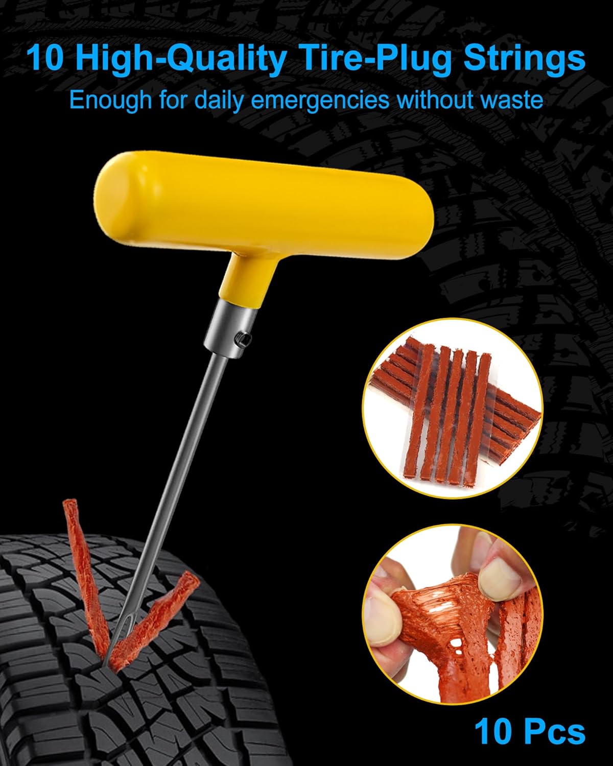 Tire Repair Kit with Plugs, Tire Plug Kit Heavy Duty Professional for Car, ATV, Motorcycle, Truck, Flat Tire Emergency Repair (Boxed Type - 16 PCs)