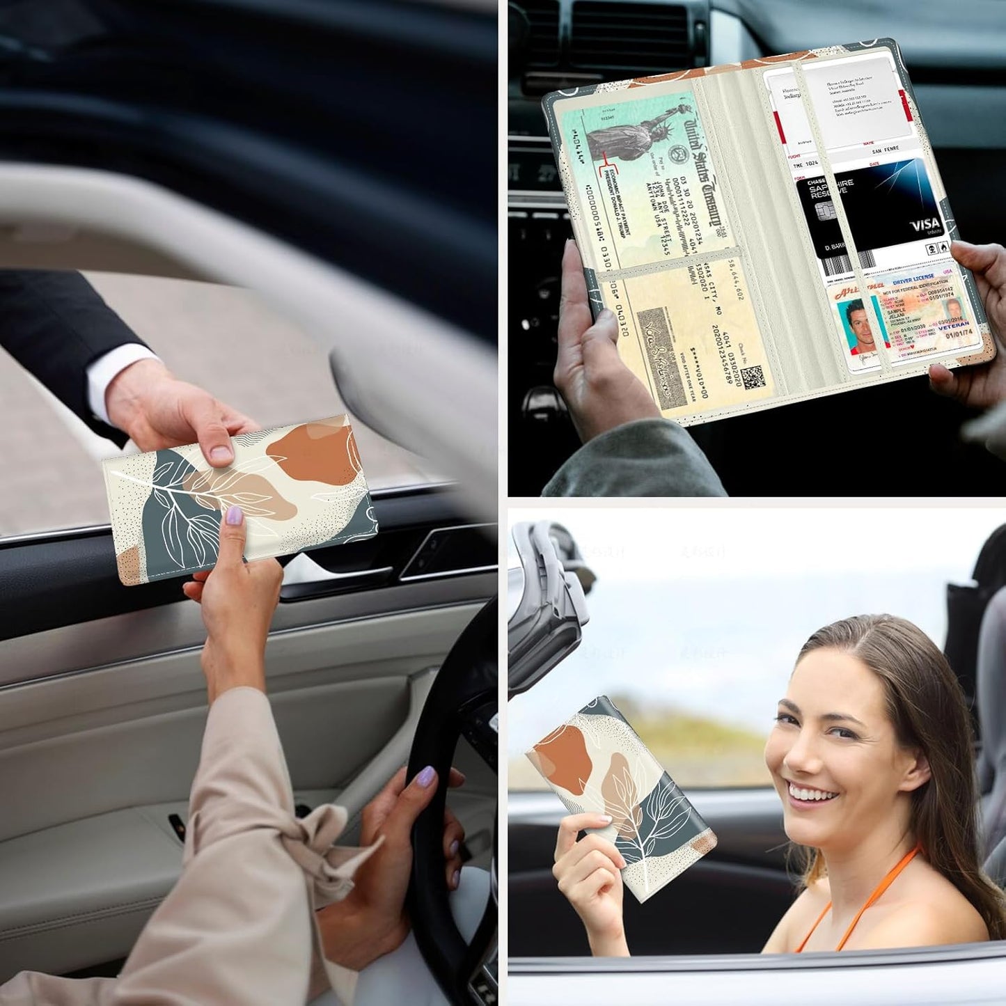 Car Registration and Insurance Holder，Colour Patterns Men Women Car License Document Registration and Insurance Card Holder