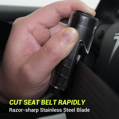 SodaRide Window Breaker Seatbelt Cutter with Flashlight,3 in 1 Car Escape Tool Key Chain,Safe Hammer Glass Breaker Under Water,2 Pack, Black Green