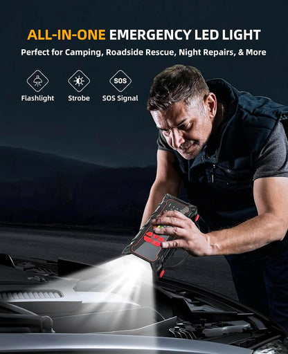 5000A Car Battery Jump Starter with Air Compressor 160PSI, Car Battery Charger 7.0L Gas/6.0L Diesel, Jumper Box for Car Battery with Tire Inflator & Power Bank& Jumper Cables, Father's Day