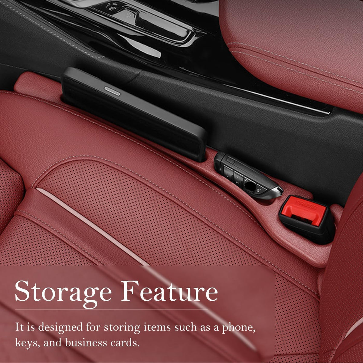 Car Seat Gap Filler 2-Pack, Universal Car Seat Gap Filler Organizer, Seat Gap Plug – Fills Gap Between Seat & Console, Drop-Proof Guard for Phones, Keys & Cards, Fits Cars, SUVs, Trucks, Black