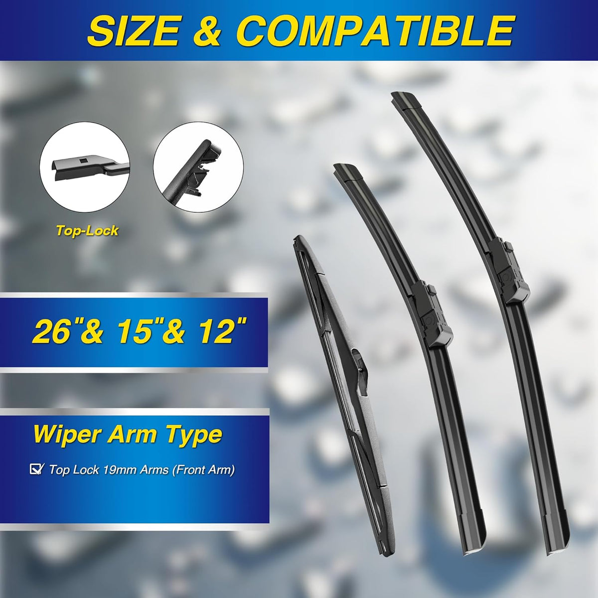 5 PLUS® Silicone Windshield Wipers Replacement for 2007-2014 Ford edge, 2007-2015 Lincoln MKX Wiper Blades(Set of 3),Automotive Replacement Windshield Wiper Blades For My Car-26"/20"/14" - Colors B