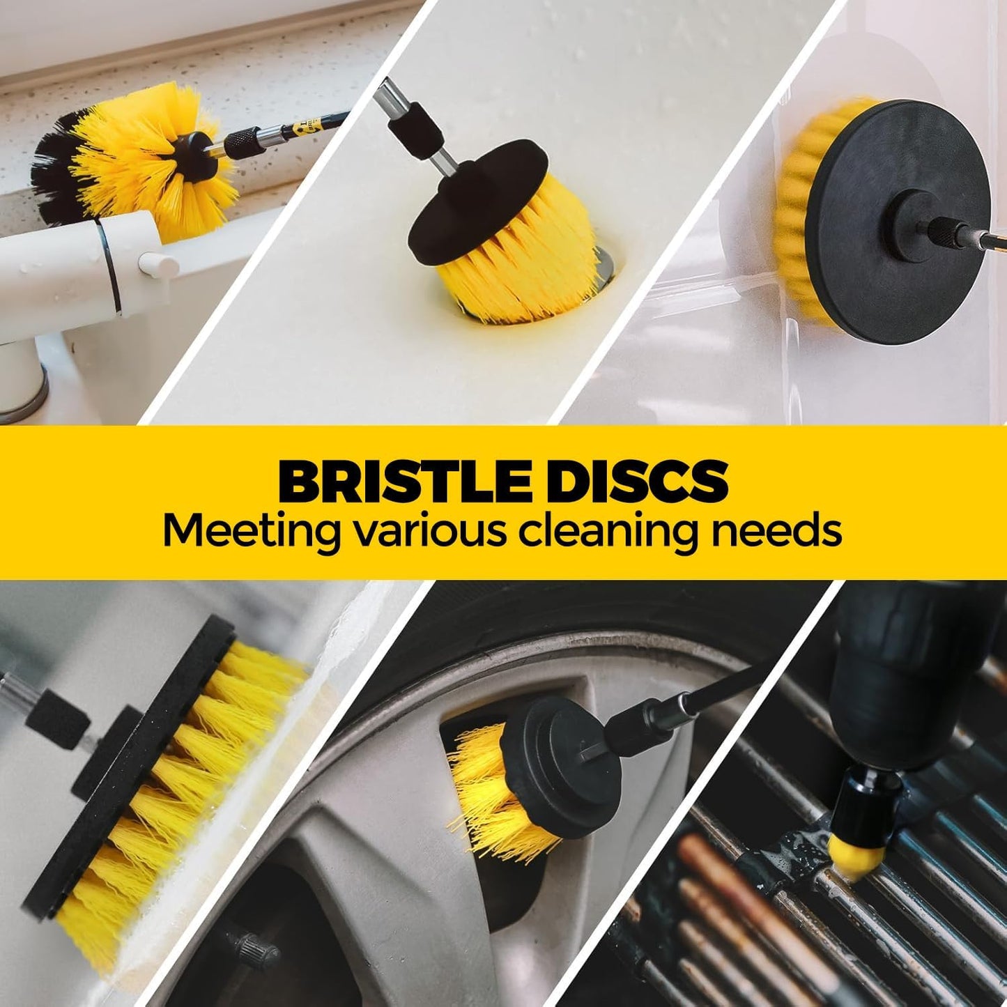 Holikme 30Pack Drill Brush Attachments Set,Scrub Pads & Sponge, Power Scrubber Brush with Extend Long Attachment All Purpose Clean for Grout, Tiles, Sinks, Car Polishing Pads,Bristle Discs