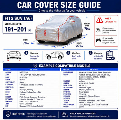 Car Cover for Sedan, Waterproof All Weather Heavy Duty, 360° Underbody Wrap Windproof Design, Quick Install Outdoor Vehicle Cover, Fits 186-193 in