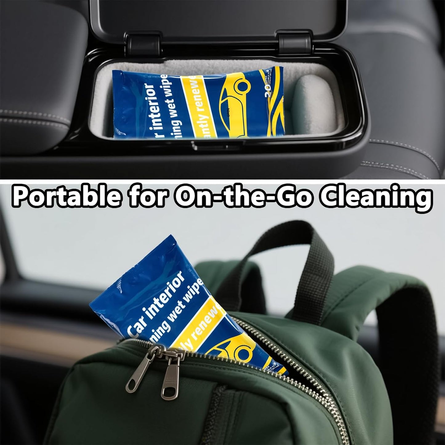 Car Protectant Wipes-Multi-Surface Cleaning Cloths, Interior Car Wipes with UV Protection Against Cracking and Fading, 60 Wipes