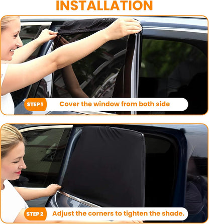 Car Window Shades(2 Pack)-Side Window Sun Shades, UV Protection Breathable Spandex Baby Window Covers, Universal Fit Most of Cars, Protect Privacy for Family-(27.2"x39.8"), Black