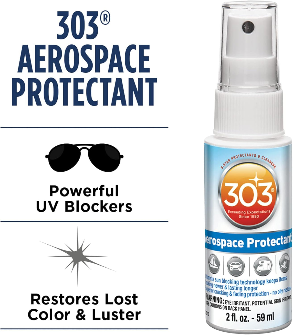 303 Products Aerospace Protectant Spray, UV Protection for Outdoor Surfaces – Protects Vinyl, Plastic & Rubber, Repels Dust & Dirt, Matte Finish, 10 oz