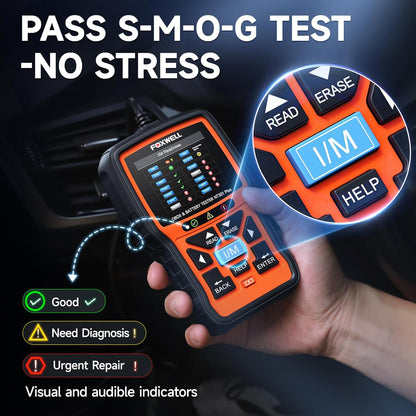FOXWELL 2-in-1 NT301 Plus OBD2 Scanner with 12V Battery Tester, Check Engine Light Code Reader, Car Battery/Starter/Charging System Test, Live Data Diagnostic Tool for 1996+ OBDII Vehicles