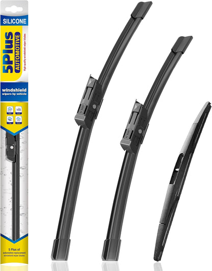 5 PLUS® Silicone Windshield Wipers Replacement for 2007-2014 Ford edge, 2007-2015 Lincoln MKX Wiper Blades(Set of 3),Automotive Replacement Windshield Wiper Blades For My Car-26"/20"/14" - Colors A
