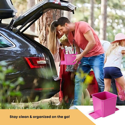 Car Trash Can for Vehicles Leakproof Compact Garbage Bin w/Stability Flap, Anti-Slip Base, Portable Trash Holder for Cars, Trucks, SUVs, Minivans (Black, Large)