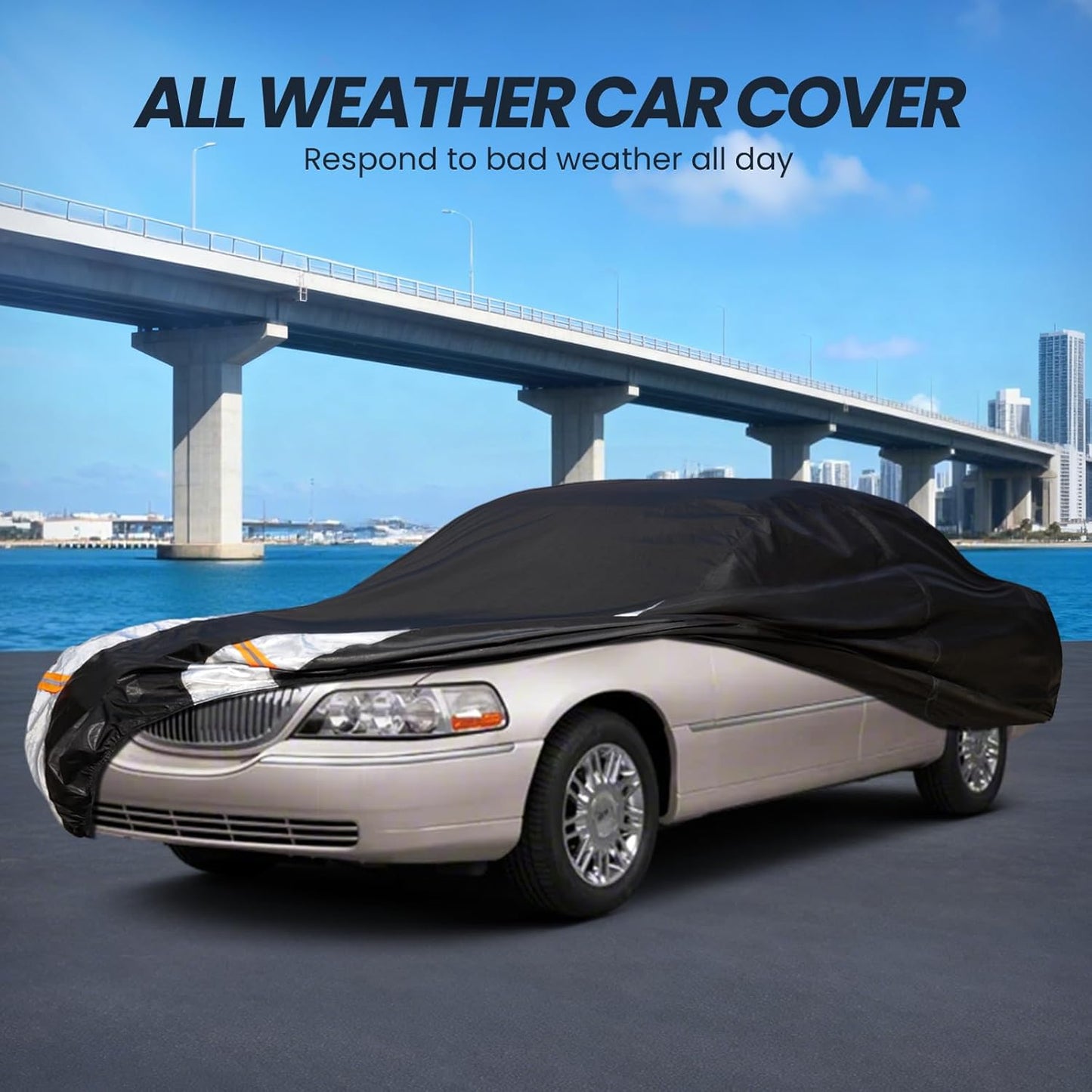 Large SUV Car Cover for Chevy Suburban 100% Waterproof All Weather, Heavy Duty Outdoor Full Exterior Covers Rain Sun Wind UV Protection. - Colors A