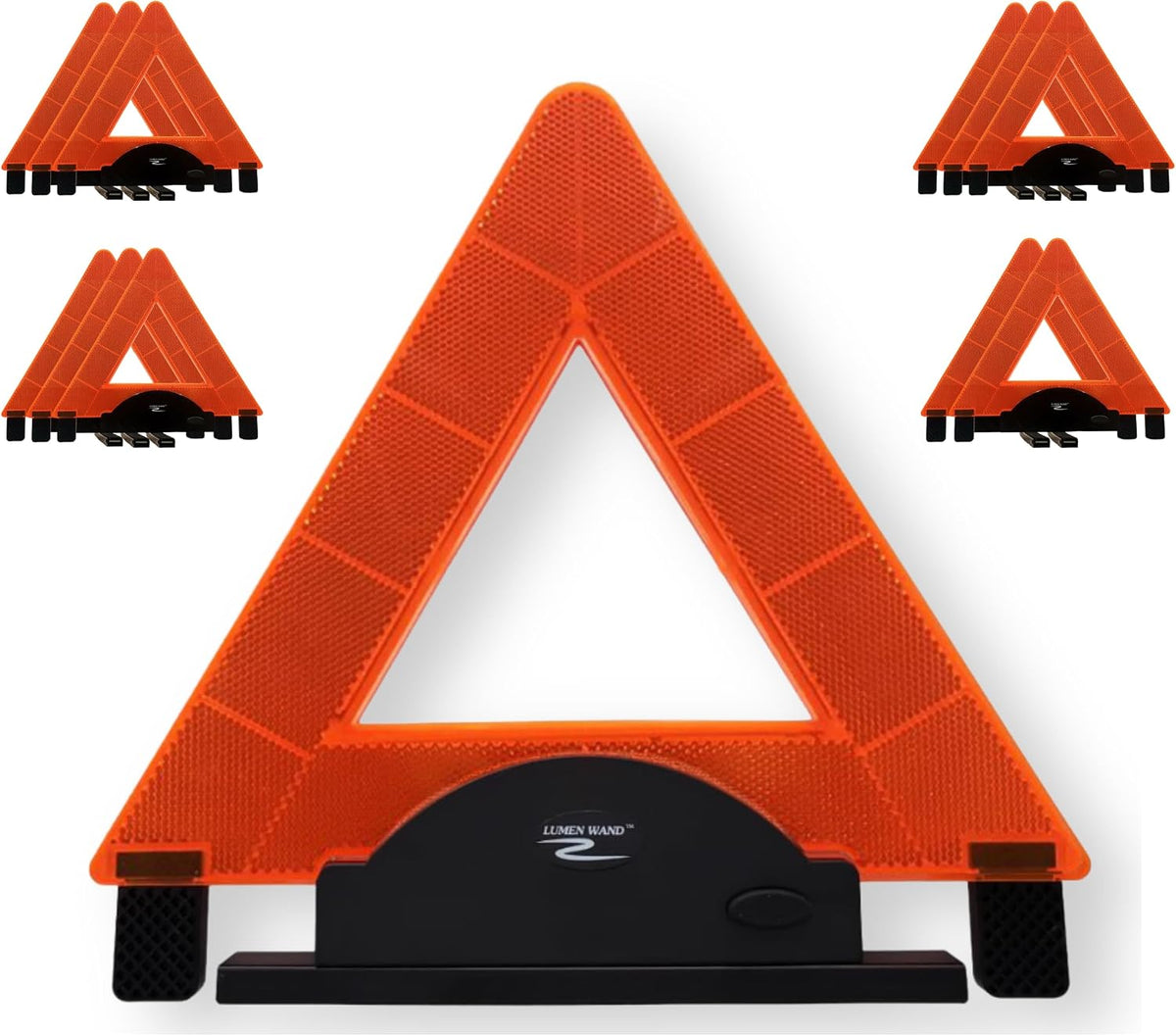 Lumen Wand Reflective Warning Triangle with LED Lights for Road Safety Metal Base | Internal LED with External Reflectors Emergency Triangle for Car Breakdowns