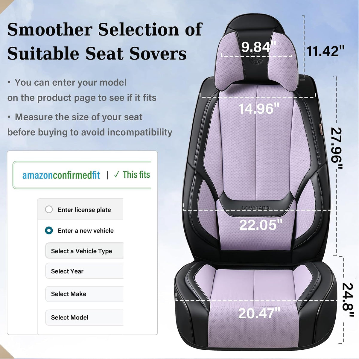 Coverado Seat Covers Full Set, Black Seat Covers for Cars 5 Seats, Car Seat Protector, Waterproof Nappa Leather Car Seat Cushion, Front and Rear Car Seat Cover Fit for Most Sedans SUV Pick-up Truck - Colors B