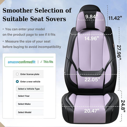 Coverado Seat Covers Full Set, Black Seat Covers for Cars 5 Seats, Car Seat Protector, Waterproof Nappa Leather Car Seat Cushion, Front and Rear Car Seat Cover Fit for Most Sedans SUV Pick-up Truck - Colors B