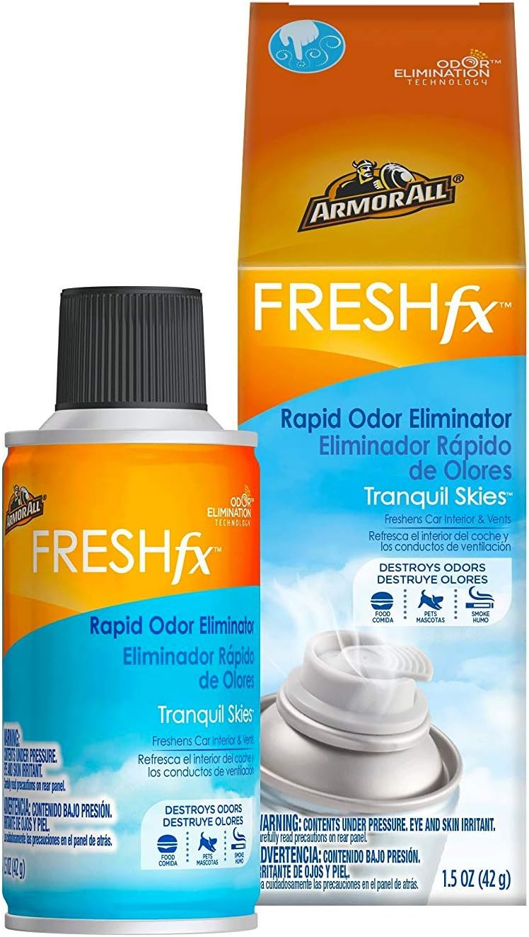 Armor All Fresh FX Car Odor Eliminator Spray, Car Air Freshener Spray, Tranquil Skies Scent, 1.5 Oz