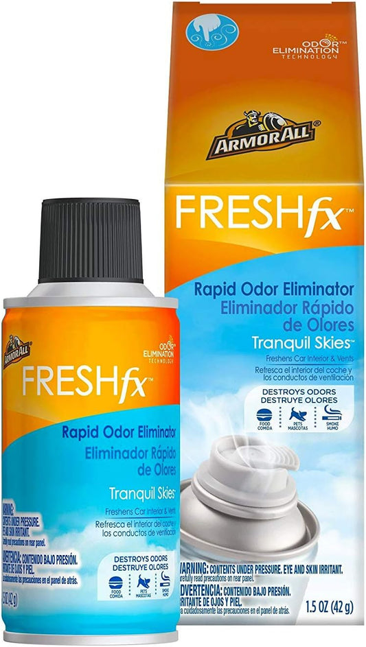 Armor All Fresh FX Car Odor Eliminator Spray, Car Air Freshener Spray, Tranquil Skies Scent, 1.5 Oz