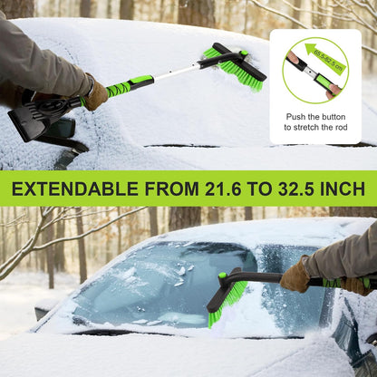 43" Ice Scraper for Car Windshield, Snow Brush with Squeegee, 3 in 1 Snow Removal for Cars with Foam Grip and 180° Pivoting Brush Head for Auto Truck SUV