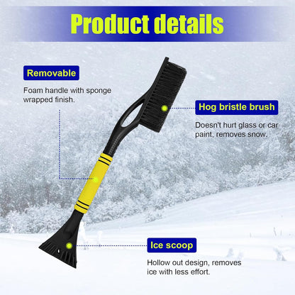 Dickno 24 Inch Car Snow Scraper and Brush, Detachable Scratch Free Ice Scraper with Ergonomic Foam Grip, Universal Winter Snow Removal Tool for Car Windshield Window (Black)