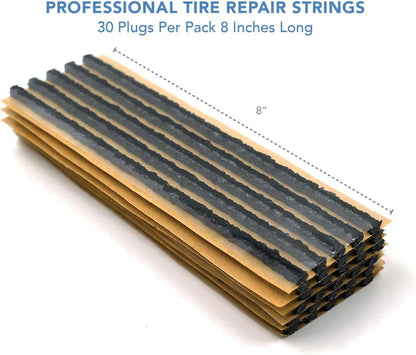CKAuto 30pcs 4" Black Tire Repair Strings, Automotive Tool Tire Repair Plugs for Tubeless Off-Road Tires Car, Bike, ATV, UTV, Wheelbarrow, Mower