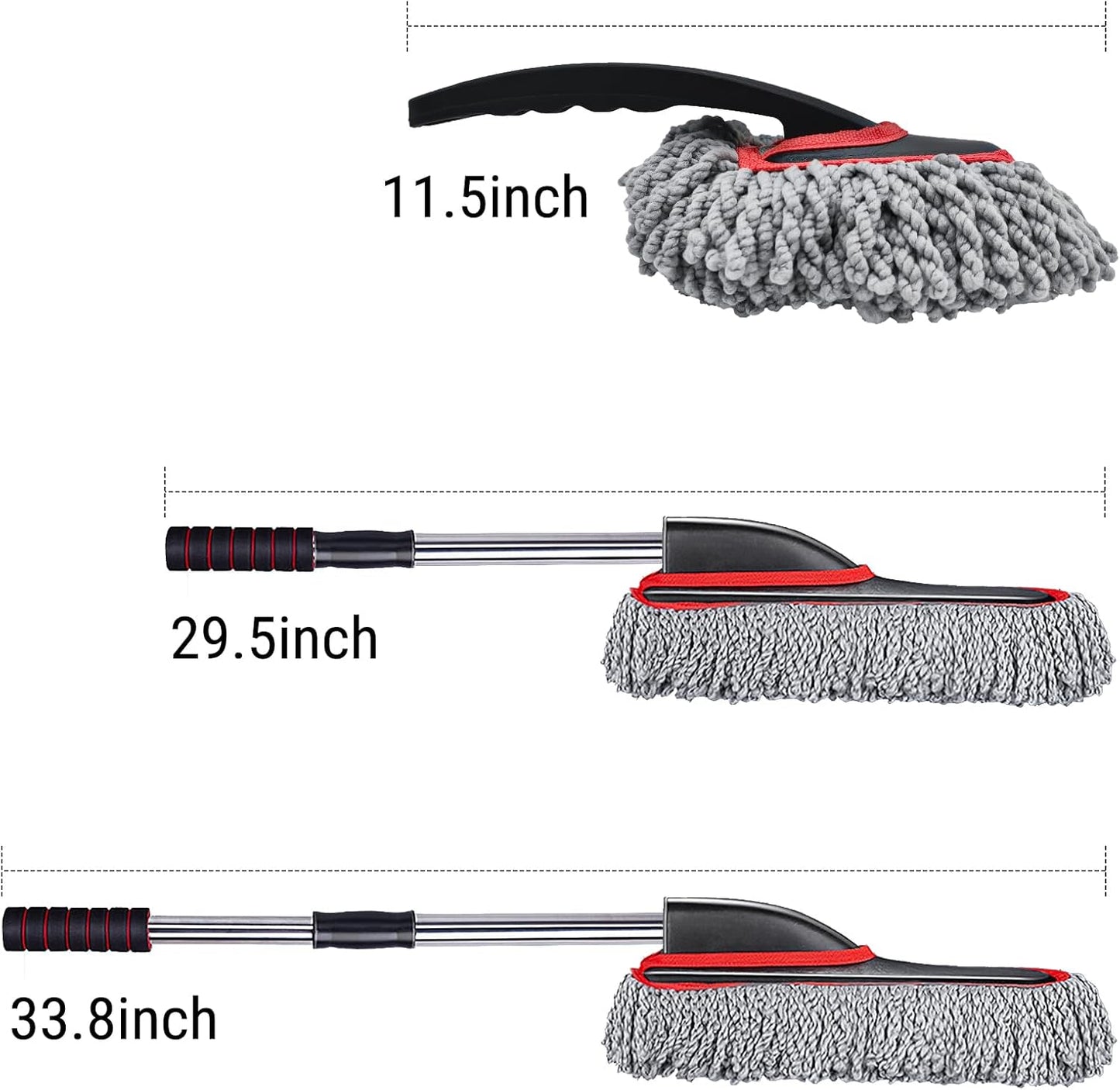 YeewayVeh Car Duster Exterior Scratch Free Microfiber Car Cleaning Brush, Extendable Handle Pollen and Dust Brush for Truck, SUV, Vehicles and Home Cleaning, Gray and Red
