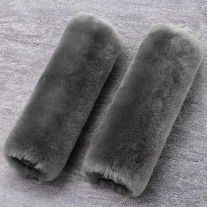 OGLAND Authentic Sheepskin Car Seat Belt Pad,2 Pack Soft Seat Belt Cover for Shoulder Pad Neck Cushion Protector Car Accessories by Genuine Natural Merino Wool (Misty Gray) - Colors B