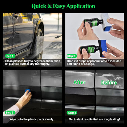 NADAMOO Plastic Restorer for Cars - Back to Black Ceramic Trim Restorer - Automotive DIY Kit for Exterior & Interior Plastic, Bumpers, Vinyl - Instant Black & 6-Month Protection, 30ml with Applicator