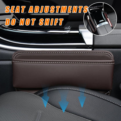 Ziciner Car Seat Gap Organizer, Premium Leather Auto Seat Storage Box, Vehicle Adjustable Front Seat Gap Filler, Car Seat Side Pocket Organizer for Phones, Glasses, Keys, Money, Cards (Black)