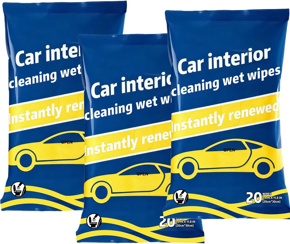 Car Protectant Wipes-Multi-Surface Cleaning Cloths, Interior Car Wipes with UV Protection Against Cracking and Fading, 60 Wipes