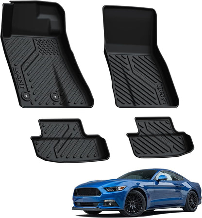 LASFIT Floor Mats for Ford F-150 2021-2026 | F150 Lightning 2022-2025 SuperCrew (Rear w/Fold Flat Storage) Carpet Floor All Weather Car Liners TPE Truck Mats - 1st and 2nd Row, 3pcs Black