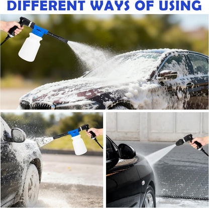 Car Wash Detailing Kit Cleaning Kits with Foam Gun Sprayer, Car Wash Brush and Large Wash Mitt Duster for Car Interior and Exterior Cleaning (Blue)