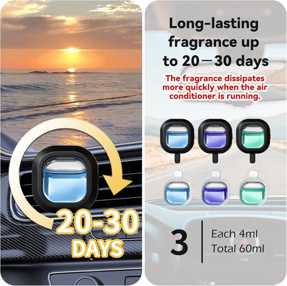 SCENTORINI Car Air Freshener Vent Clips, 3 Vent Clips &12 Refills, New Car, Lavender, Sea Breeze Scent, Auto Fresheners for Men Women, Long Lasting Automotive Air Fresheners for Car Odor Eliminator