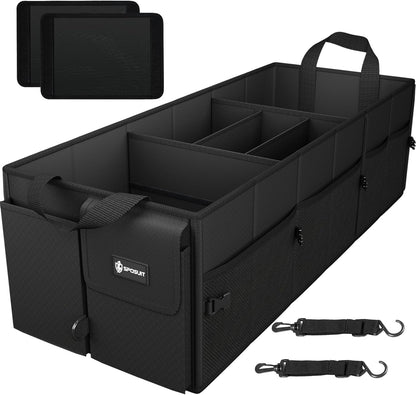 Sposuit Trunk Organizer for Car - 70L Collapsible Car Storage with 11 Pockets & Reinforced Handles, SUV Trunk Organizers for Grocery Cargo(Black)