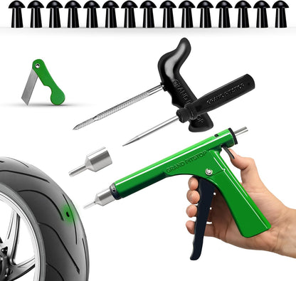 GRAND PITSTOP Tubeless Tire Gun Puncture Repair Kit with Mushroom Plug for Tyre Punctures and Flats on Cars, Motorcycles, ATV, Trucks & Tractors (Gun Puncture Kit 30 Plugs)