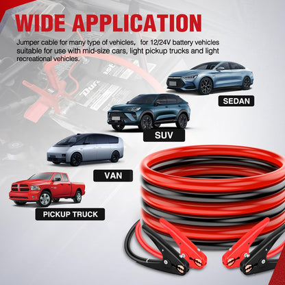 Nilight Jumper Cables for Car Battery 8 Gauge 12 FT Booster Cable Heavy Duty 250 A CCA with Carrying Bag Jump Start Emergency Kit Pickup Vans SUV Sedan Motorcycle