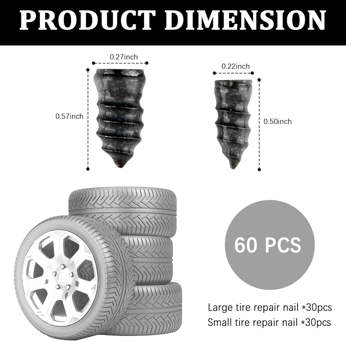 Salior 100PCS Tire Plug Kit with Screwdriver,Rubber Flat Tire Repair Kit for Fast Repair of Tire Punctures,Durable Car Tire Repair Kit Self-Service Repair Nails for Car Motorcycle Truck
