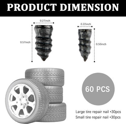 Salior 100PCS Tire Plug Kit with Screwdriver,Rubber Flat Tire Repair Kit for Fast Repair of Tire Punctures,Durable Car Tire Repair Kit Self-Service Repair Nails for Car Motorcycle Truck