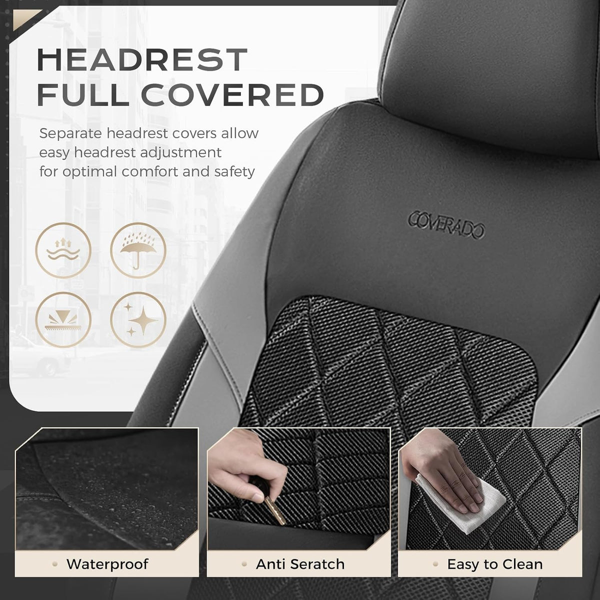 Coverado Car Seat Covers, Seat Covers Full Set, 5 Seats Automotive Seat Cover, Mesh Breathable Seat Protectors, Universal Fit for Most Cars